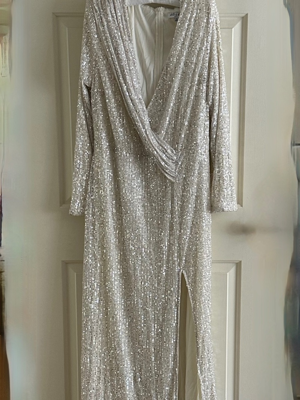 Silver Sequin Maxi Dress - Size 2X